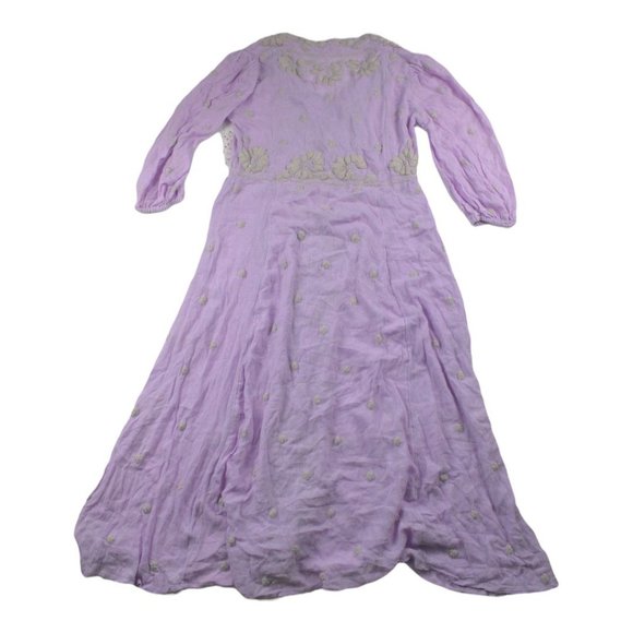 Free People Embroidered V-Neck Lilac Maxi Dress X-Small - Picture 6 of 7